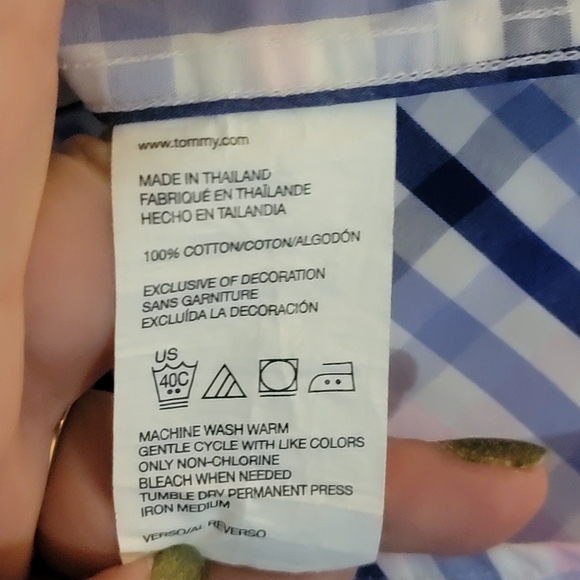 Tommy Hilfiger Blue White Pink Button Up Shirt 16 1/2 34 - 35 - Picture 6 of 6